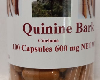 Corteza de quinina (Cinchona Officionalis) 100 cápsulas de 600 mg como suplemento herbario