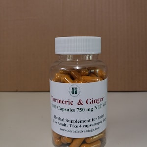 TURMERIC & GINGER ORGANIC 100 Capsules 750mg each Capsule