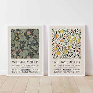 Citrus and Floral Set of 2 - William Morris Exhibition | Flower Art | Canvas Print | Modern Art Wall Decor | 12x16 | 16x20 | 16x24 | Giclee
