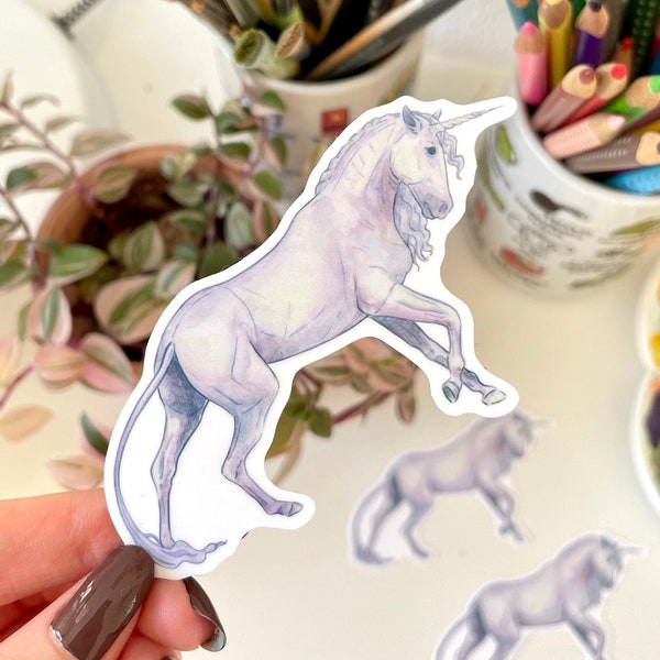 Unicorn Sticker – waterproof vinyl sticker, mythical stationery, laptop waterbottle decal, bujo scrapbook deco sticker