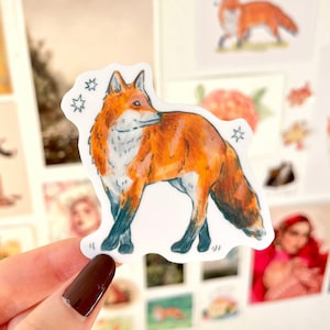 Adesivo volpe: adesivo in vinile impermeabile, graziosa cancelleria con volpe rossa, decalcomania per bottiglia d'acqua per laptop, adesivo decorativo per album bujo, adesivo con fauna selvatica