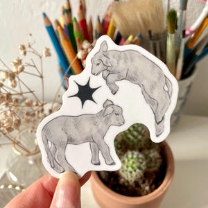 Jumping Sheep Sticker – waterproof vinyl sticker, cute lamb stationery, laptop waterbottle decal, bujo scrapbook deco sticker, lamb sticker