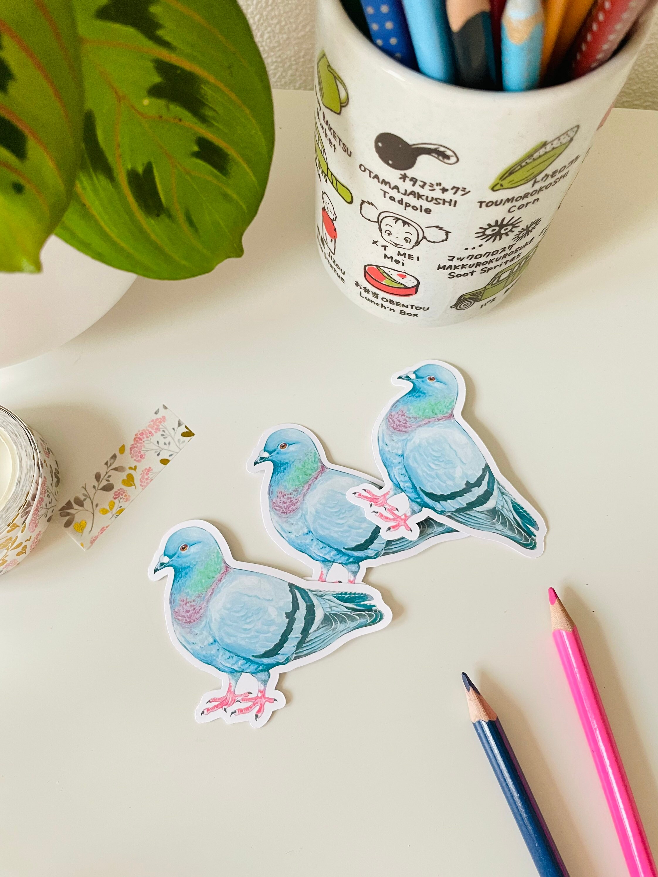 Pigeon Vinyl Sticker - Cute Bird Sticker, Waterproof Decal, Waterbottle ...