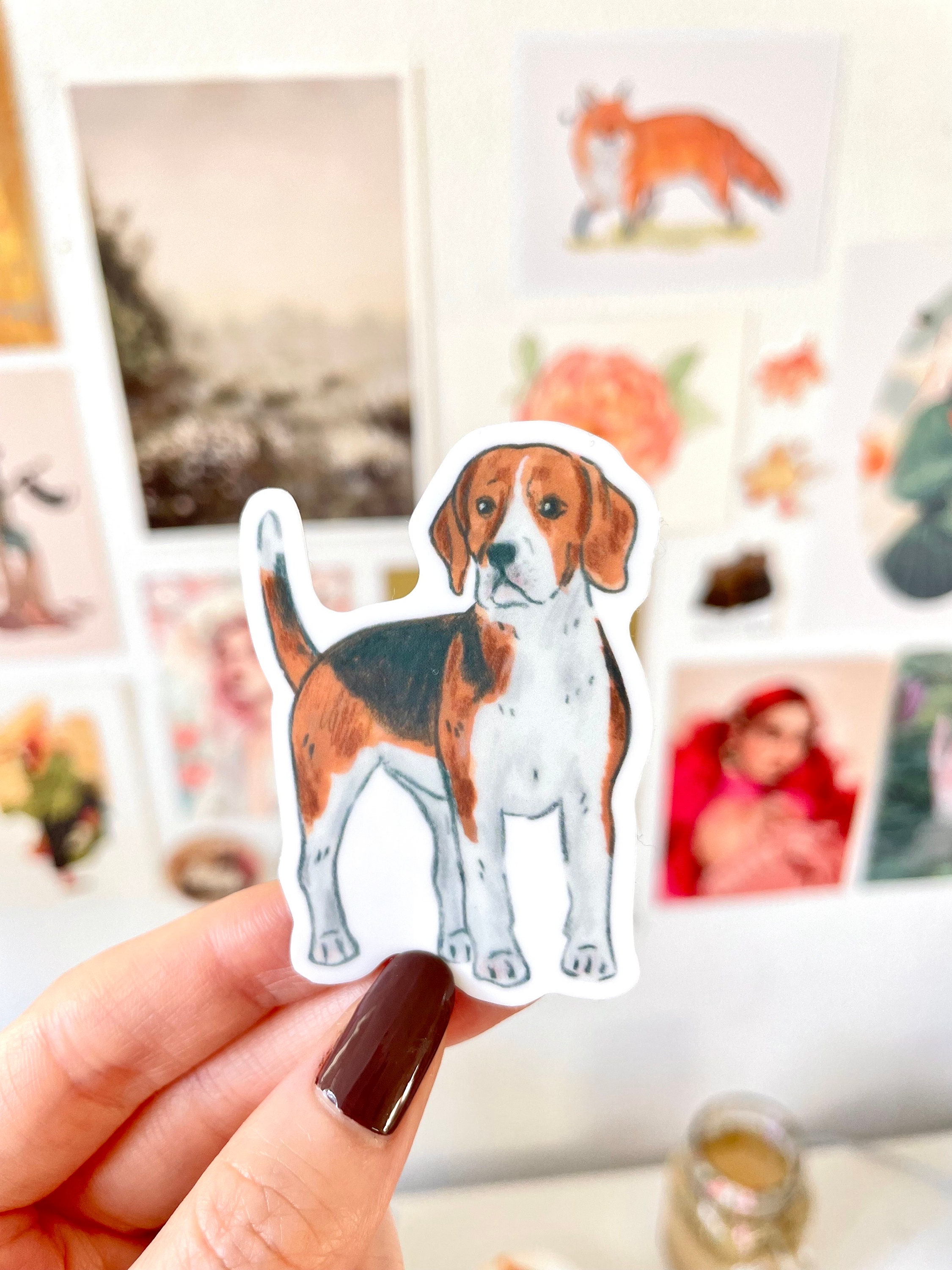 Beagle Sticker – Waterproof Vinyl Sticker, Cute Dog Stationery, Laptop ...