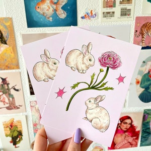 Bunny Postcard – cute A6 rabbit Greeting Card, wildlife Mini Art Print, illustrated animal greeting card, animal postcard print