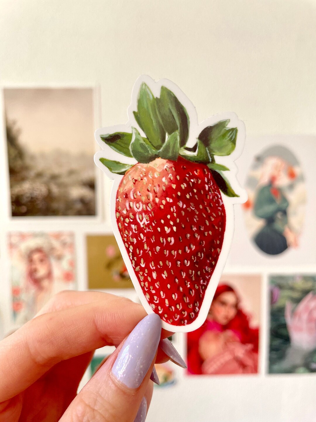 Strawberry Sticker - Waterproof Vinyl Sticker, Fruit Illustration ...