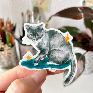 Adesivo gatto nero – Adesivi in vinile impermeabili, adesivo simpatico gatto, adesivo per bottiglia d'acqua per laptop con animali, cancelleria bujo scrapbook deco