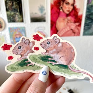 Adesivo per topolini - adesivo in vinile impermeabile, simpatico articolo da cancelleria a forma di topo, adesivo per bottiglia d'acqua per laptop, adesivo decorativo per album di ritagli bujo, topo kawaii