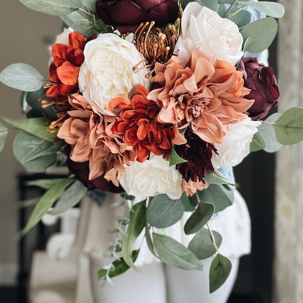 SALE!! Marked Down! Stunning New Bridal Bouquet Collection: Late Summer and Fall Blooms with Dahlias and Roses