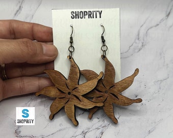 Handgefertigte Tiare Ohrringe | Hawaiischer Holzschmuck | Geschenk im Island Style