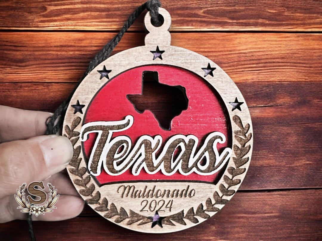Personalized Texas State Wood Ornament: Lone Star Christmas Decor - Etsy