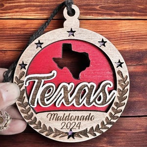 Personalized Texas State Wood Ornament: Lone Star Christmas Decor