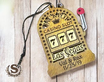Personalized Las Vegas Slot Machine Wood Ornament | Engraved Gift