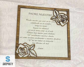 Lord's Prayer in Spanish wood sign|Wall Hanging|Spanish blessing|Religious|Rose wood Sign|Gift idea|Gift|Lord's prayer Gift|House Bessings