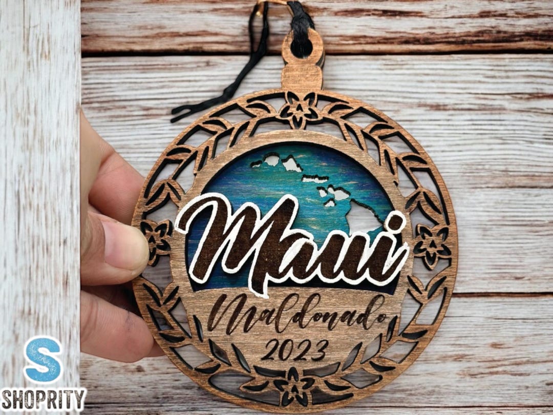 Personalized Maui Hawaii Wood Ornament: Tropical Keepsake Gift - Etsy