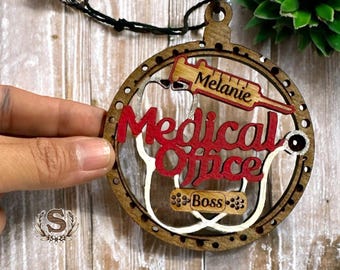 Personalized Medical Office Wood Ornament: Clinic Staff Gift