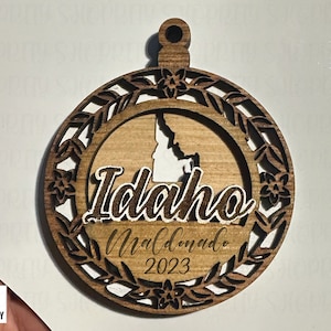 Personalized Idaho State Wood Ornament|Idaho ornament Charm|State Wooden ornament|Home Gift|Personalized Gift| Christmas
