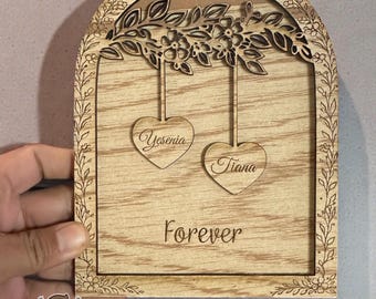 Personalized Wooden Wedding Sign for Couples Custom Names Anniversary Gift Forever Arch Home Decor