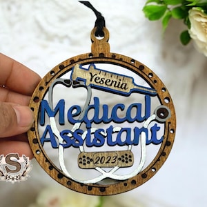 Personalized Medical Assistant Wood Ornament|MA Ornament|Car Charm|Stethoscope|MA week Gift|Gift|Medical|Nursing|Clinic Gift|Handmade