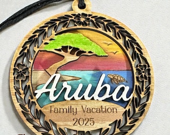 Personalized Aruba Vacation Ornament • Beach Sunset Souvenir