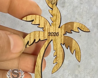 Mini Palm Tree Wood Ornament Hawaiian Tropical Decor