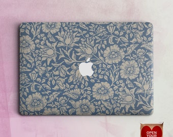 Florales Muster Macbook Hülle Vintage Blumen Macbook Hard Cover Pro13 15 16 Air 13 11 Cover Neuer Laptop Blaue Haut für Macbook 12 Retina