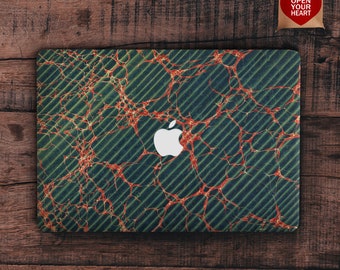 Green red Macbook case Vintage Macbook Pro 13 15 16 inch Air 13 M1 case Marble Art  Stripes Trendy Aesthetic case Laptop hard cover
