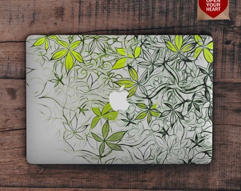 Lime leaves Macbook case Floral Macbook Pro 13 Pro 15 2018 Leaf  Macbook Air 13 Macbook 12  Hard case White Green Laptop cover 2020 Case