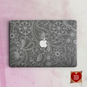 Grey Floral Macbook Hard Case Apple case Flowers MacBook Pro 15 case MacBook Air 13 inch MacBook Pro 2019 MacBook Retina 2020 MacBook Pro 16