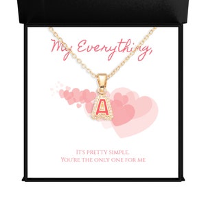 Collar con letra inicial personalizada, collar con inicial, collar de oro delicado, caja de mensaje, collar de regalo para alguien especial