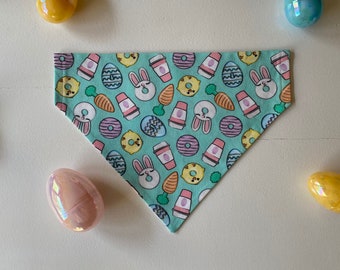 Easter Dog Bandana – Coffee, Donuts, Bunnies - Tie On or Over Collar