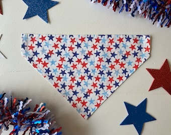 Stars Dog Bandana - Red, White, and Blue, Over the Collar or Tie On