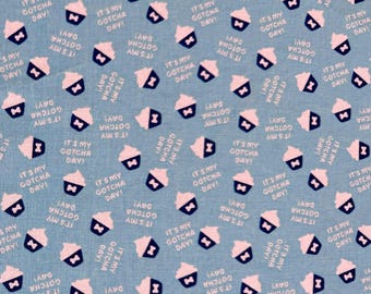 Personalized Gotcha Day Dog Bandana, Blue Cupcake Print