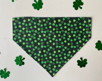 St Patricks Day Dog Bandana - Shamrock Tie On or Over Collar