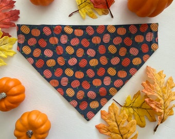 Pumpkin Dog Bandana - Over the Collar or Tie On - Personalized