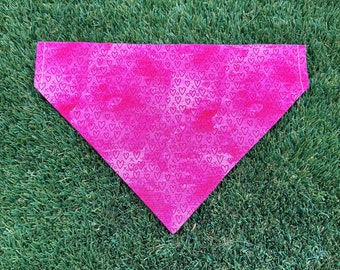Valentines Pink Hearts Dog Bandana – Tie On or Over Collar