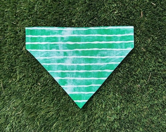 Green Stripe Dog Bandana - St Patrick's Day, Tie On or Over Collar