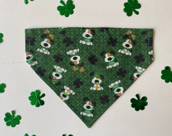 St Patricks Dog Bandana - Shamrock Tie On or Over Collar