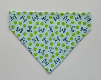 Ball Is Life Dog Bandana - Teal, Tie and Snap or Over Collar