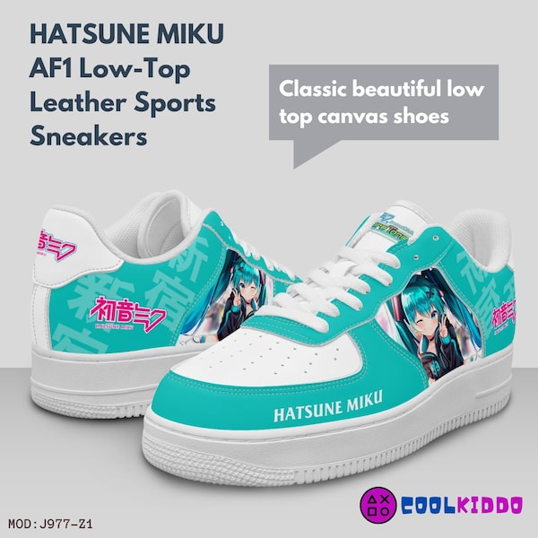 Custom Hatsune Miku Low-Top Leather Sneakers, Unisex Shoes for any season. Japanese Anime Character - Cool Kiddo
