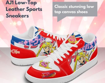 Salior Moon Anime Series - Comic Inspired Low-Top Leather Sneakers for youth / adults. Character Print Shoes - Cool Kiddo