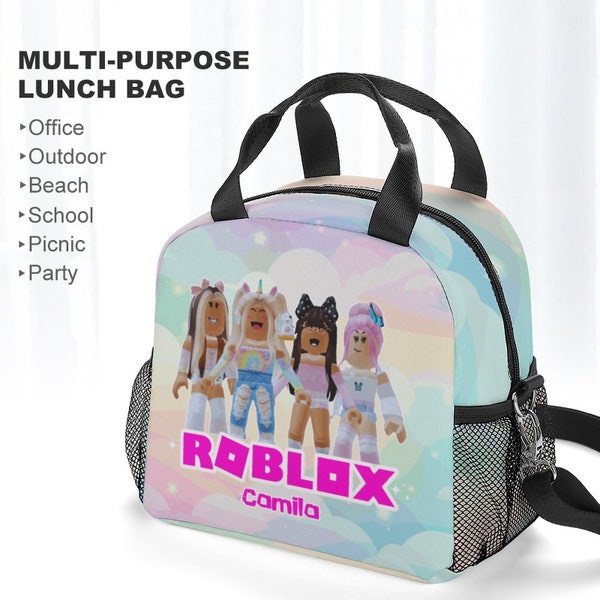 Customizable Name, Roblox girl Insulated Lunch Crossbody Bag with Strap for School, Beach, Picnic - Roblox Girls Avatars, Character Print