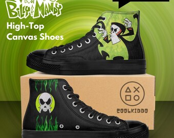 Custom Grim von Grim Adventures High-Top Canvas Sneakers, Freizeitschuhe für jede Jahreszeit. Animierte Serie Inspiriert von Charakter von Cool Kiddo