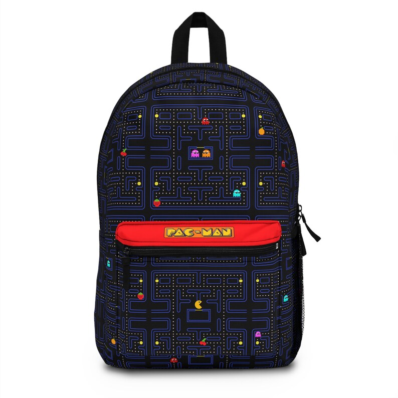 Pacman Retro Videogame Black Backpack Lightweight Waterproof