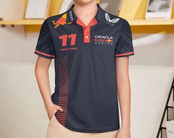 Sergio Perez Red Bull Racing Team Polo T-Shirt for Kids - Lightweight and Breathable - Perfect for Racing Fans