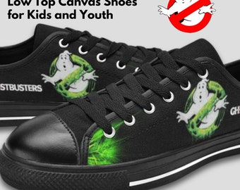 GHOSTBUSTERS Low-Top Sneakers, Black and Neon Green Shoes, Street Skate, Comfortable Footwear, Gift for Boys Girls Unisex by Cool Kiddo