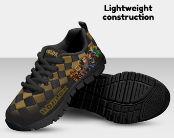 Zapatillas de malla ligeras para niños inspiradas en videojuegos Roblox personalizadas, regalo para niños, zapatos con estampado de personajes, deportes atléticos Cool Kiddo