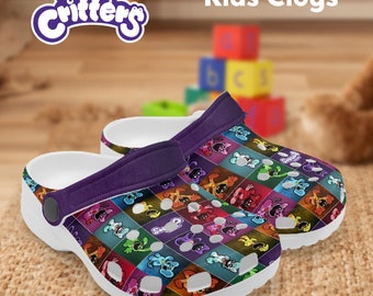 Personalized Smiling Critters Playtime Clogs Shoes, Children Clogs Shoes, Funny Crocs Clogs, Crocband, Birthday Gift, Catnap