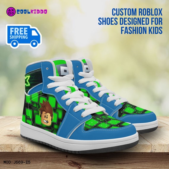 ROBLOX Character High top Leather Blue and Green Shoes Casual Sneakers Street Footwear for Kids Sport and Daily Use Gift for Boys Etsy Canada