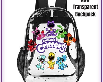Smiling Critters Poppy Playtime Clear Backpack Catnap Video Game Inspired for Kids and Youth. Gift for School, Travel, Carry Essentials